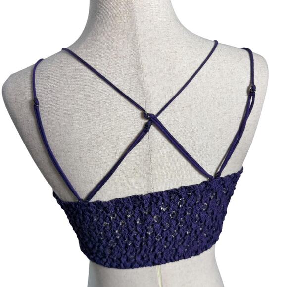Free People FP One Purple Crochet Bralette S/M Boho Festival Y2K Fairycore - Picture 3 of 5